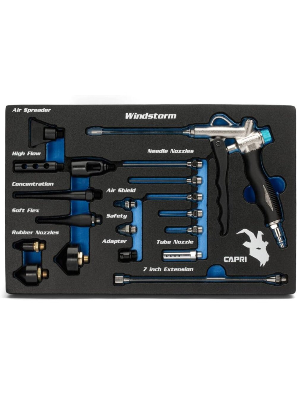 Ultimate 19-Piece 2-Way Air Blow Gun Kit with Nozzles & Rubber Tips - Tools Set